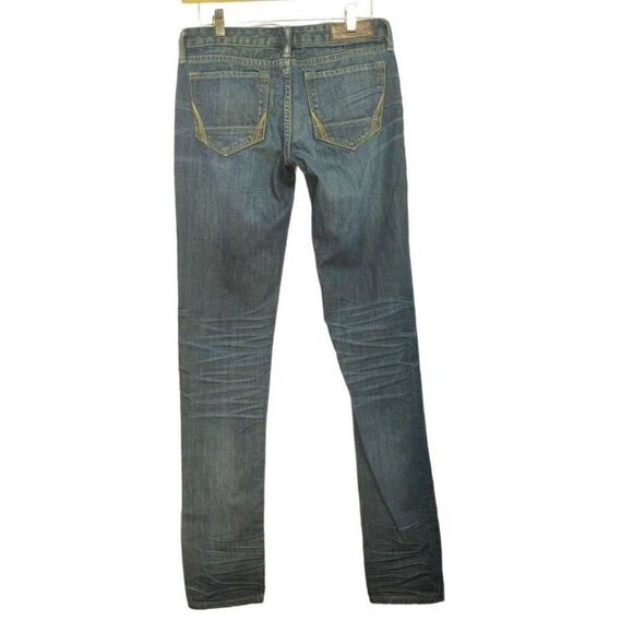 Allsaints Spitalfields Carson Pipe Skinny Low Rise Blue Cotton Jeans Sz 27 L34 - Picture 2 of 8